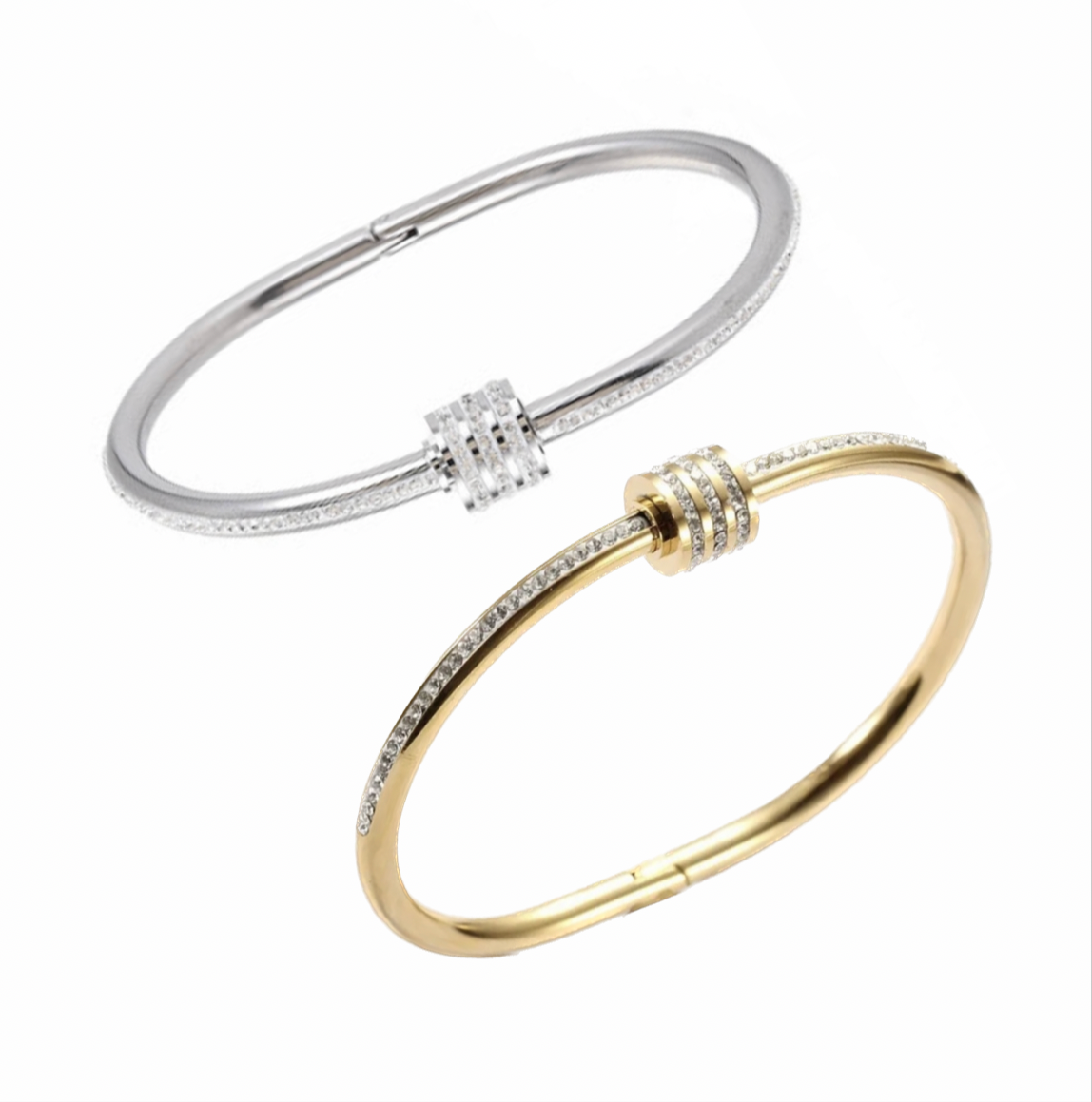 Diamond spiral bangle