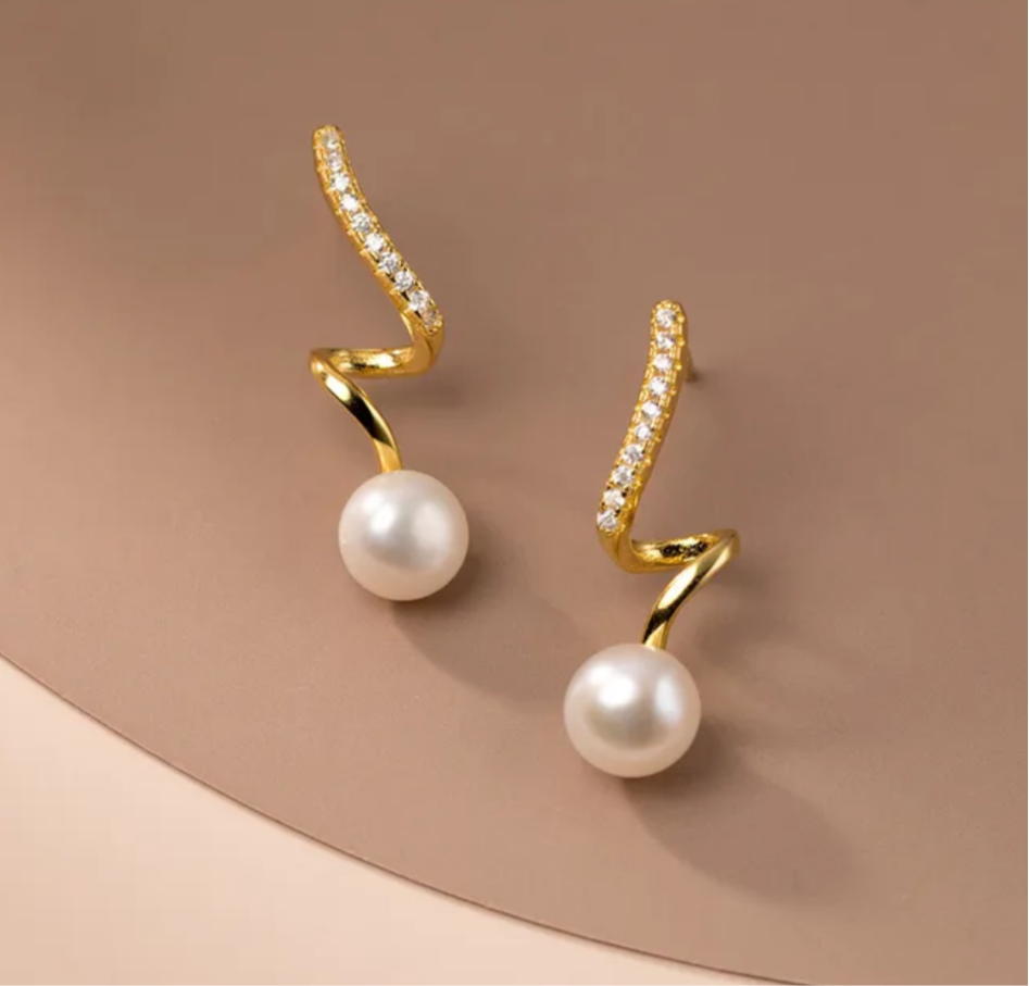 Spiral Pearl Earrings