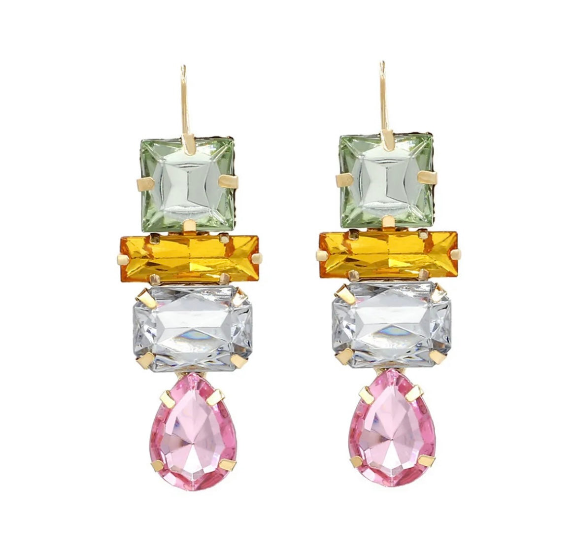 Geometric crystal earrings