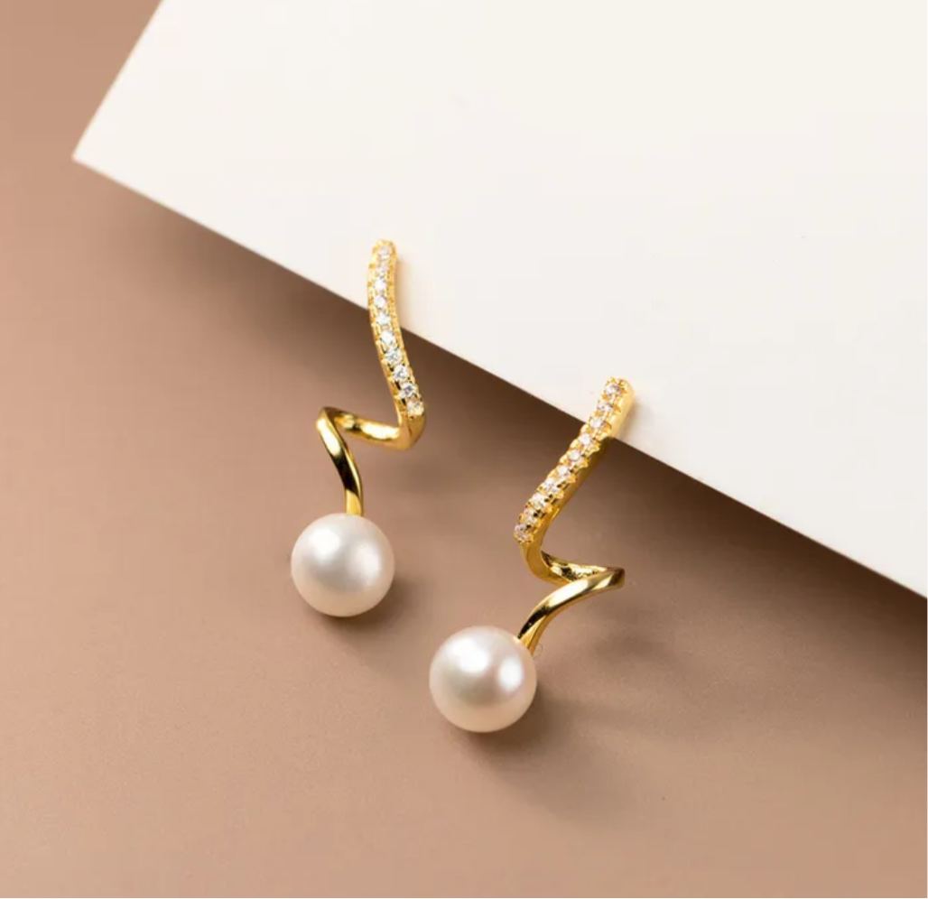 Spiral Pearl Earrings