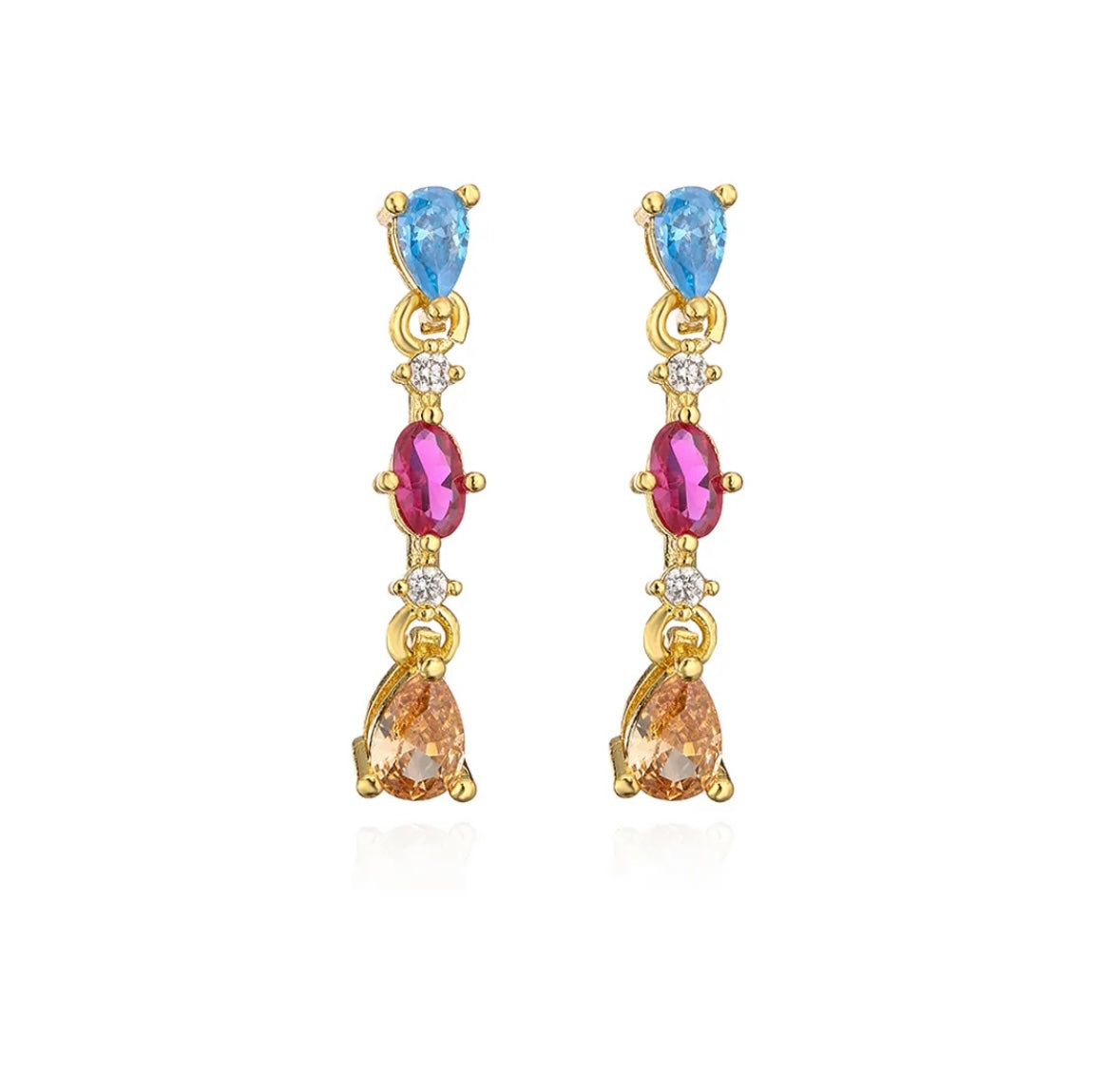 Blue/Pink crystal earrings