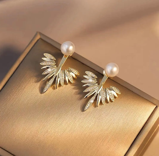 Pearl wing earrings